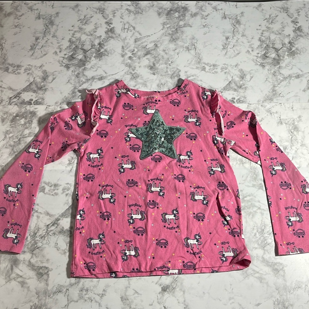 365 Kids from Garanimals Pink Long Sleeve Dress Sleeve Girls Shirt Size 7